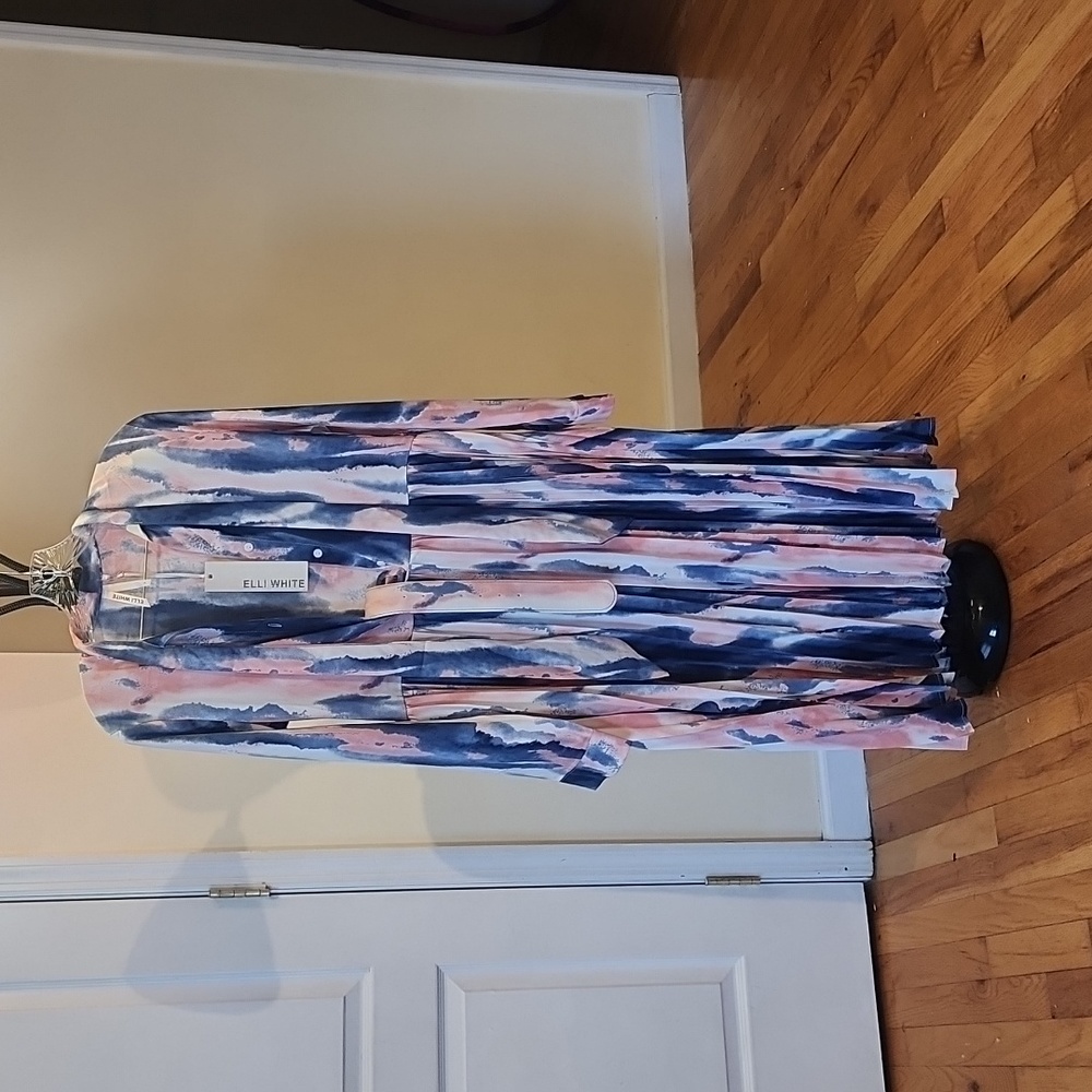 Pattern pink and blue dress, large, by Elli White